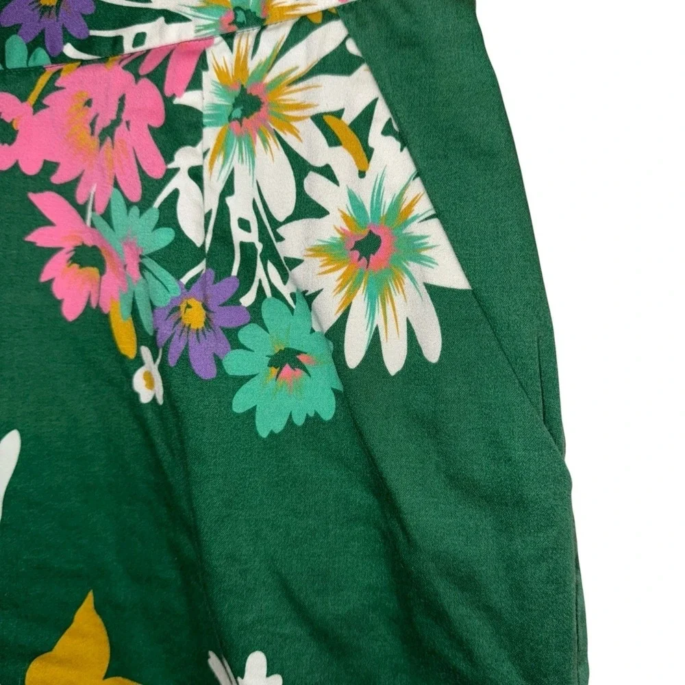 ANTHROPOLOGIE ODILLE Abronia Pink‎ Green Floral Cotton Spandex Skirt Small